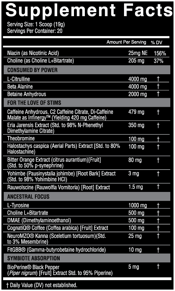 nutriftt symbiote high stim pre workout supplement facts