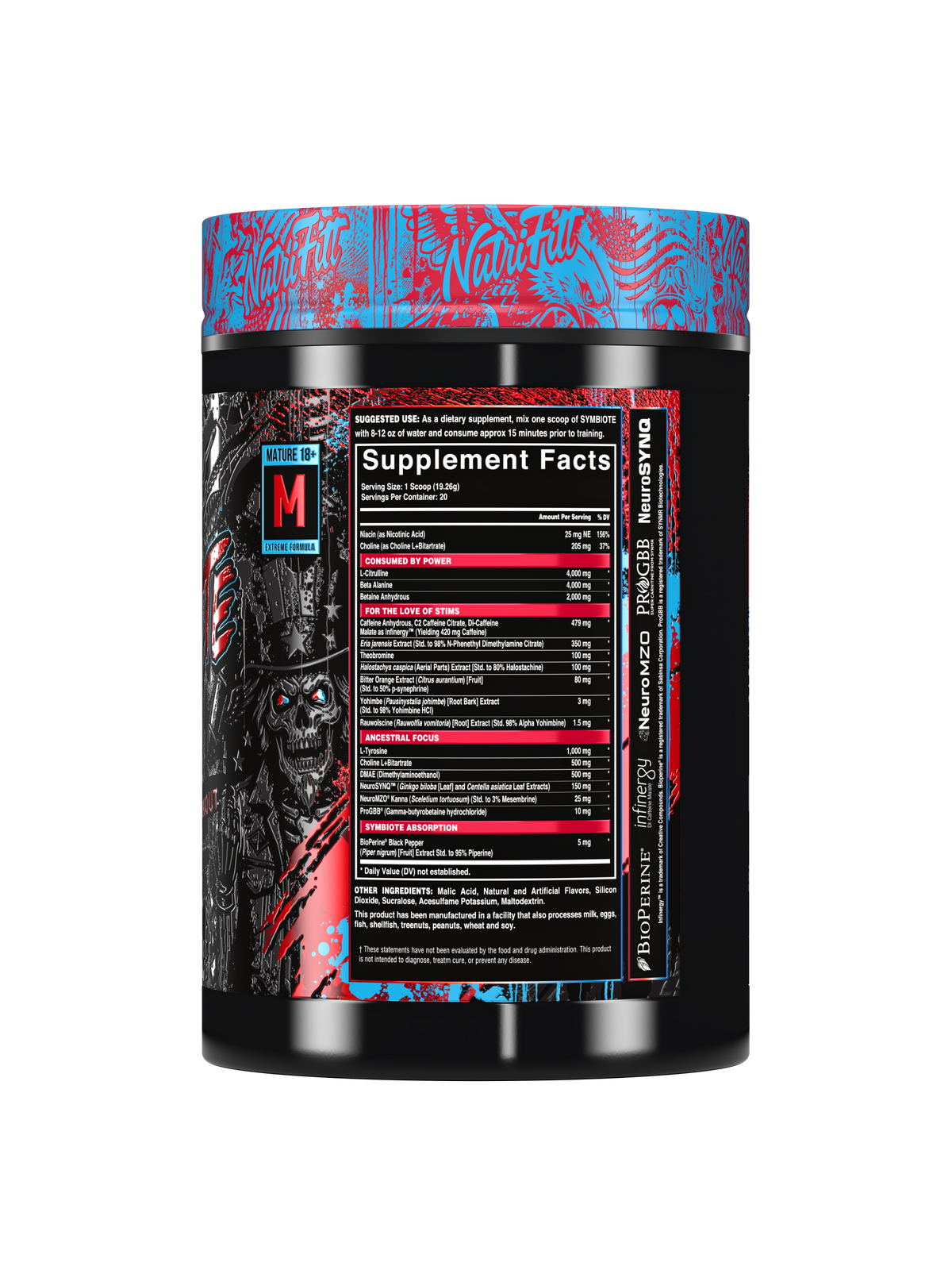 Symbiote 'Merica Pop Supplement Facts panel
