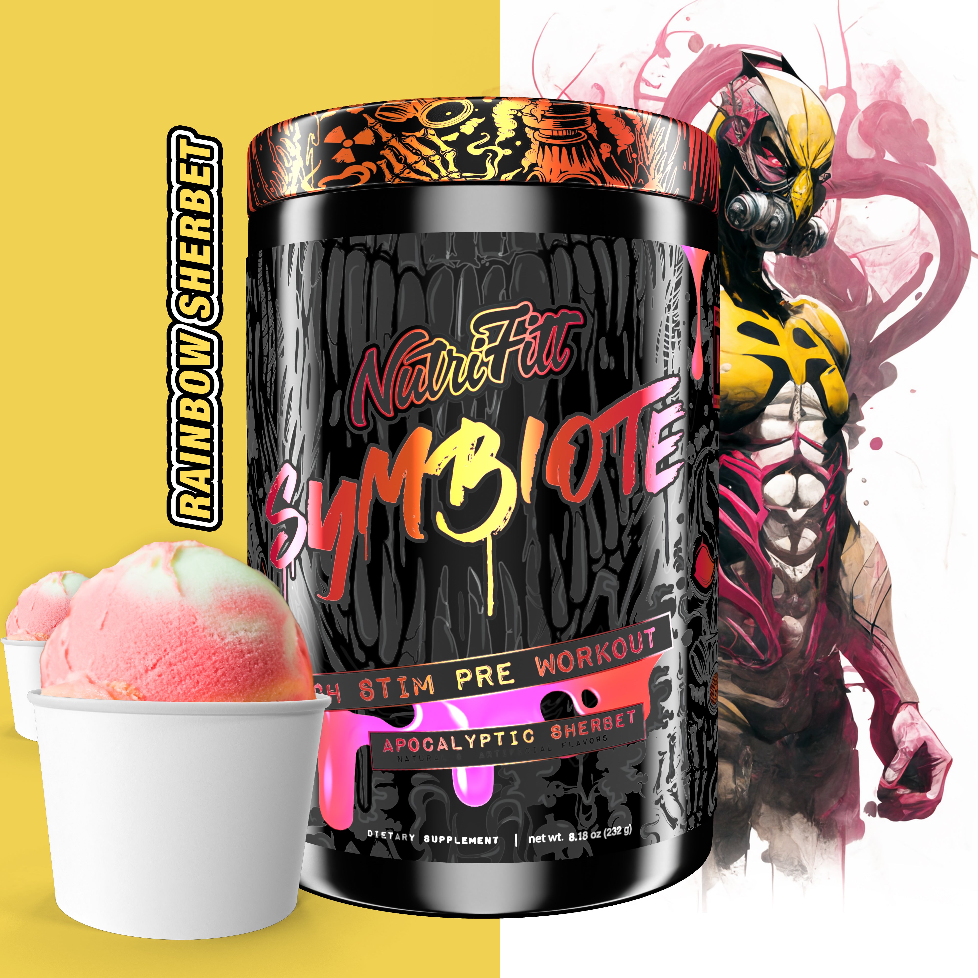 nutriftt symbiote high stim pre workout apocalyptic sherbet