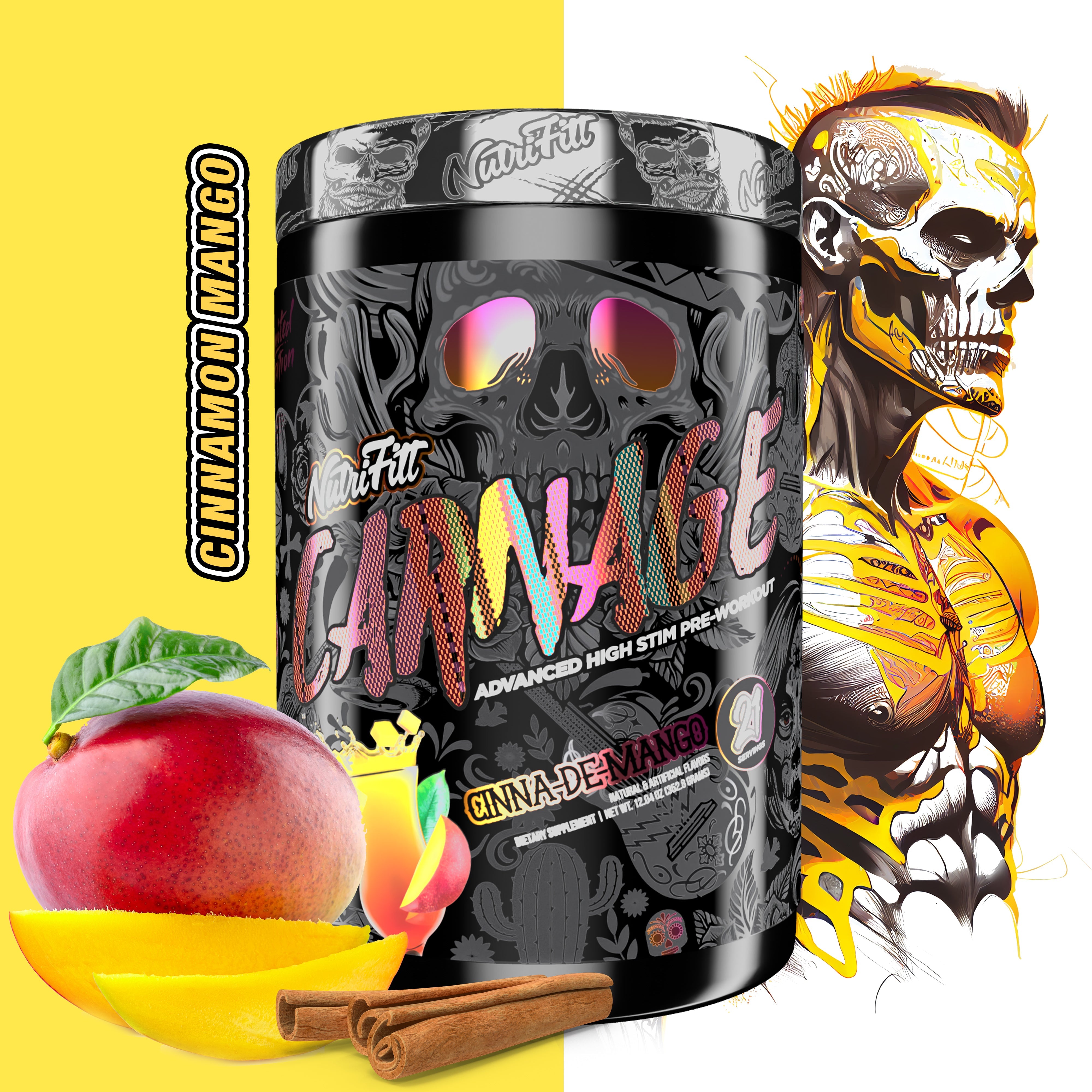 nutriftt carnage advanced high stim preworkout cinnamon mango